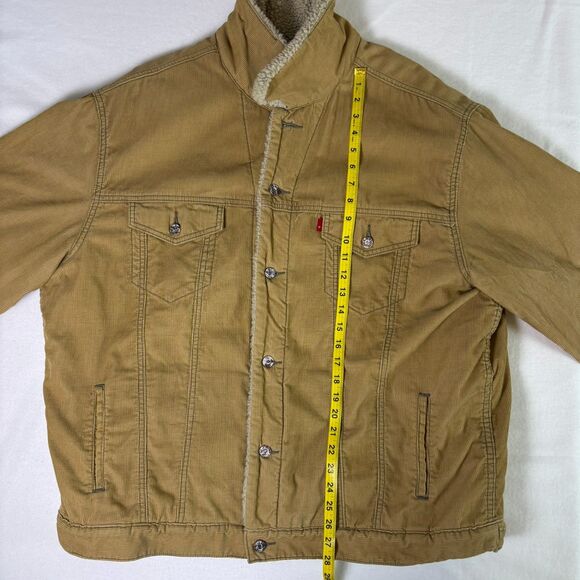 Vintage Levi's Corduroy Sherpa Lined Trucker Jacket Men's XXL Tan Beige Brown - Picture 6 of 16